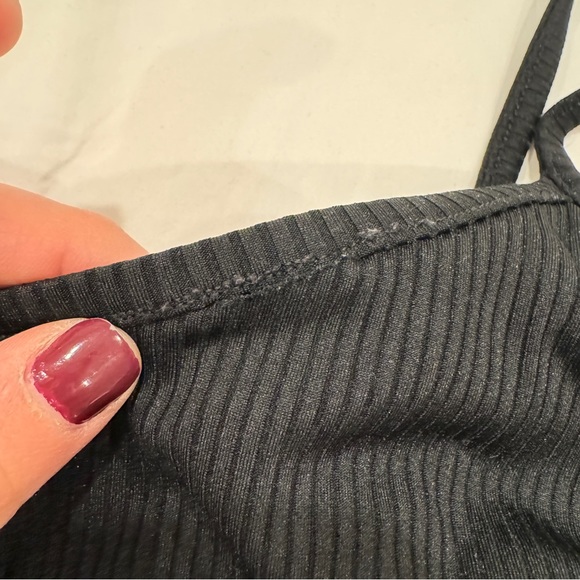 H&M Ribbed Black One Piece Swimsuit Bathing Suit - L - Picture 5 of 6